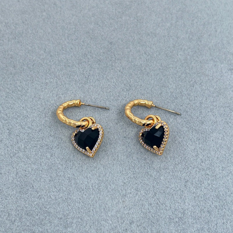 Sweet Heart Zircon Earrings & Clavicle Chain Set