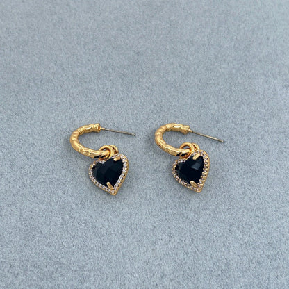 Sweet Heart Zircon Earrings & Clavicle Chain Set