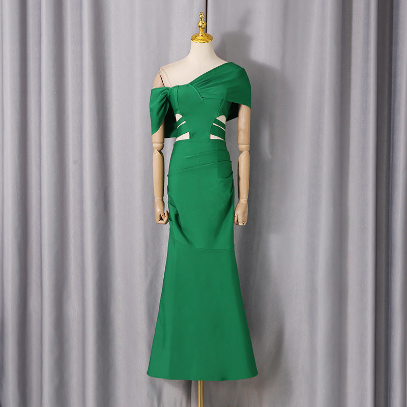 Off-Shoulder Slim Tight Sheath Maxi Dress
