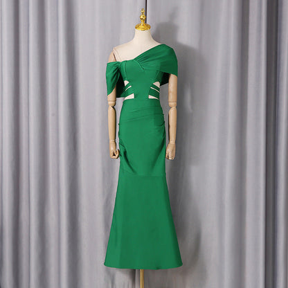Off-Shoulder Slim Tight Sheath Maxi Dress