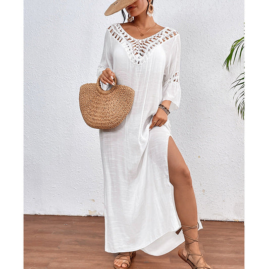 Crochet Colorful Ball Backless Beach Cover-Up