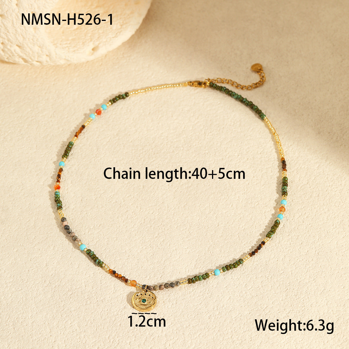 Natural Stone Multi-Charm Clavicle Necklace