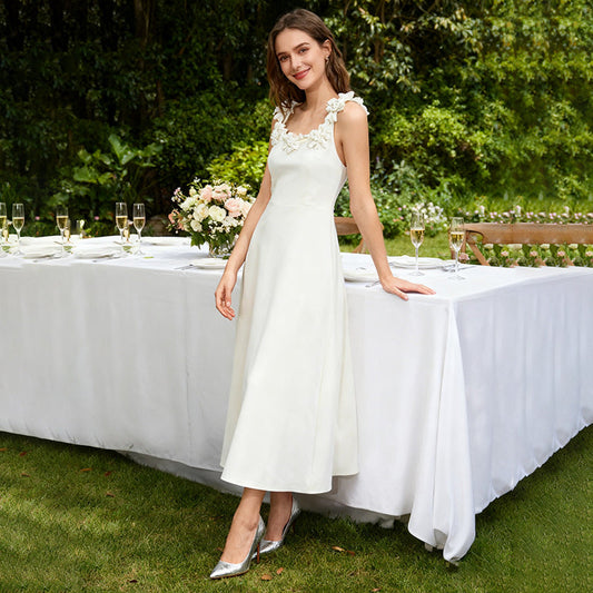3D Floral Patchwork Elegant Maxi Strap Dress