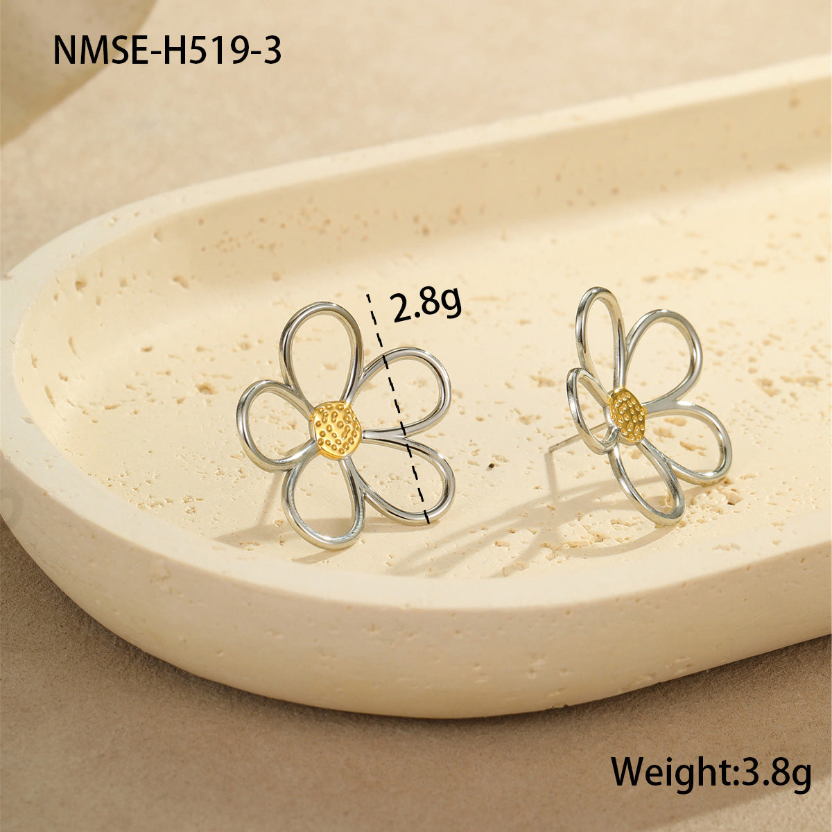 Floral Titanium Steel Ring & Earrings Set