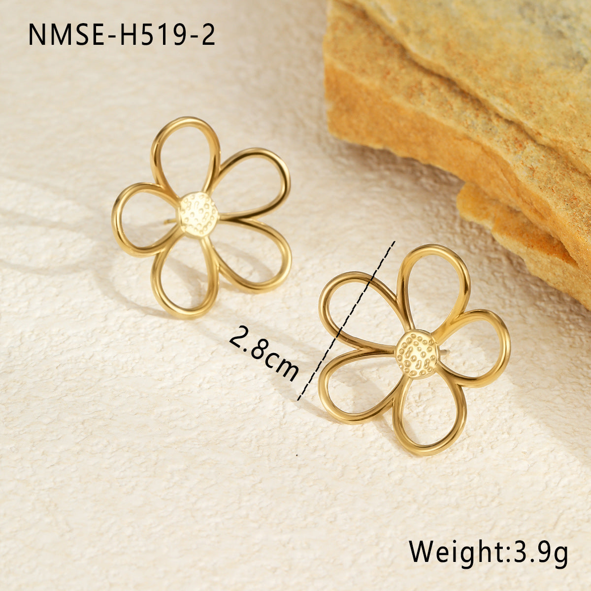 Floral Titanium Steel Ring & Earrings Set