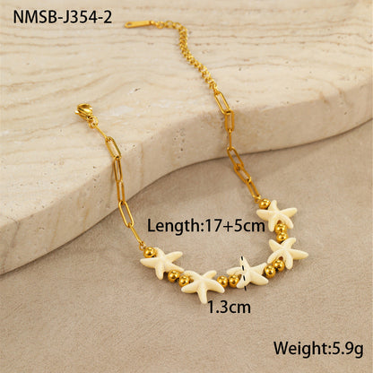 Beach Ocean Shell Necklace Stainless Steel Collarbone Necklace Bracelet Niche Summer