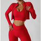 3-piece seamless yoga set with jacket, bra and leggings