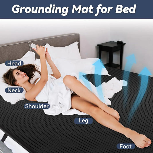 Grounding Earthing Mat for Bed Queen Size Inches with 15ft Cord Anti