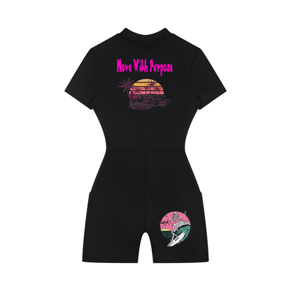 Women's Quarter-Zip Short Sleeve Romper