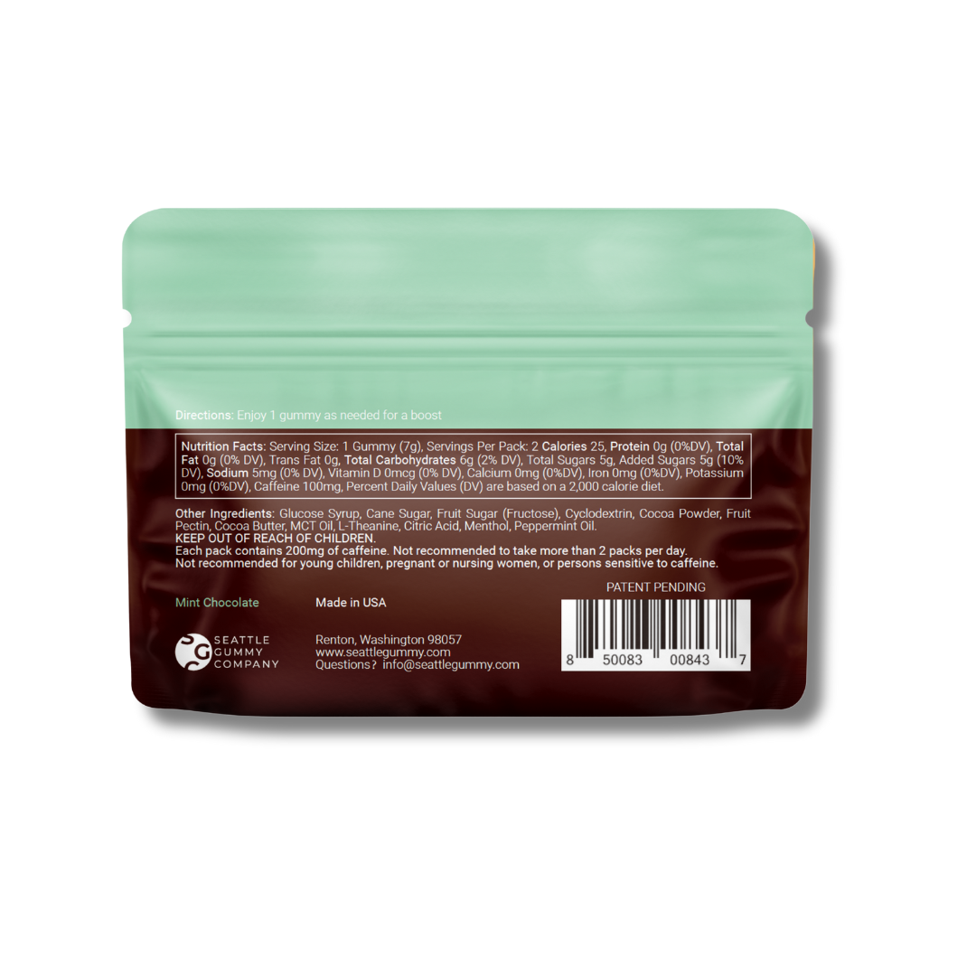 Mocca Shots Energy Gummies with Caffeine Mint Chocolate 12-Pack
