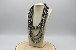 Statement Faux Sterling Pearl Layered Necklace & Earring Set
